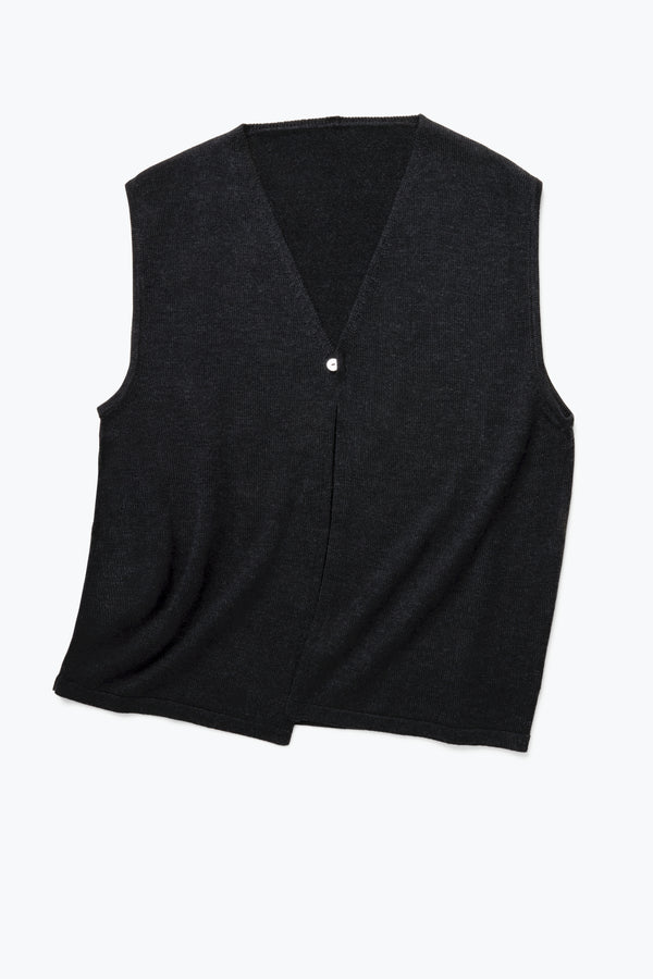 Knit Vest (Charcoal Wool Silk) - Stoffa