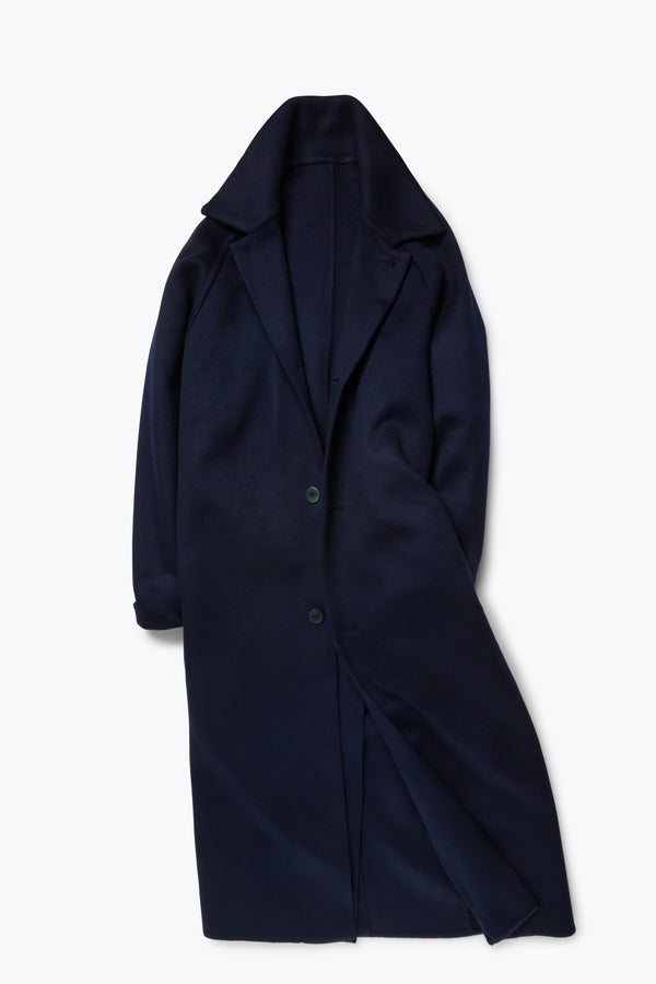 Split Seam Raglan Coat (Navy Brushed Cashmere) - Stoffa