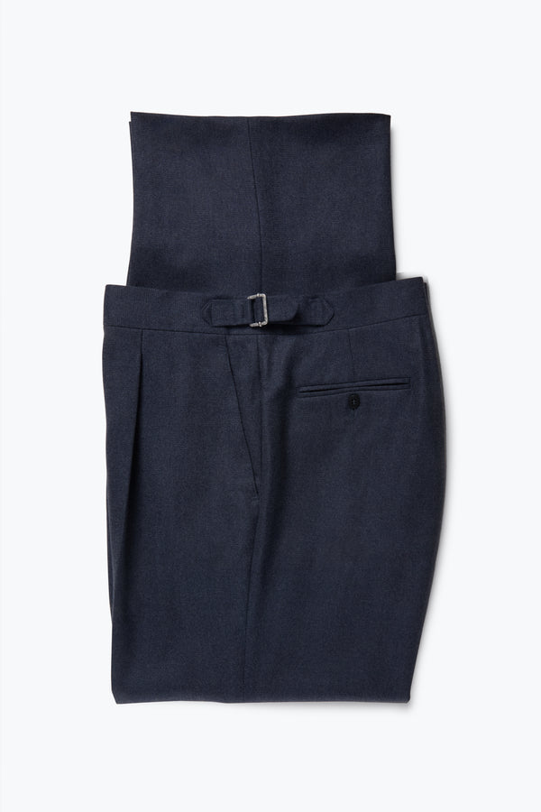 Single Pleat Trouser (Indigo Moss Flannel) - Stoffa