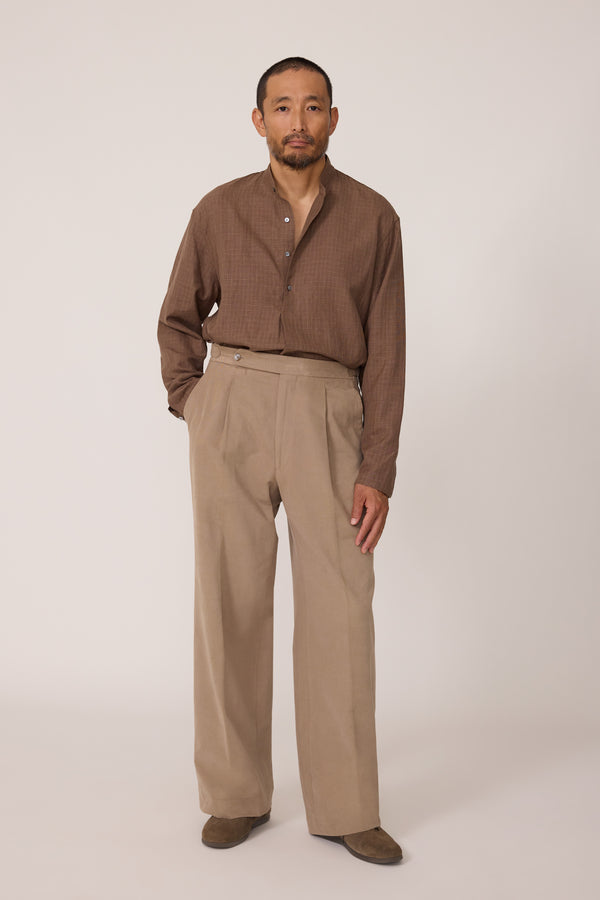 パンツ SORTE LIGHT PEACHED COTTON chestnut Single Pleat Trouser (Hazelnut Peached Cotton) - Stoffa