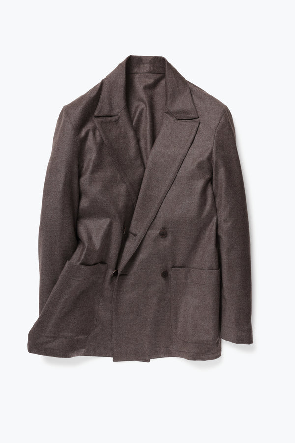 Double Breasted Shirt Jacket (Walnut Wool Cashmere Flannel) - Stoffa