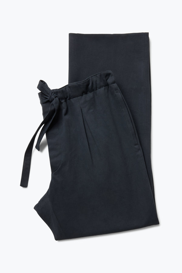 Drawstring Trouser (Black Peached Cotton) - Stoffa
