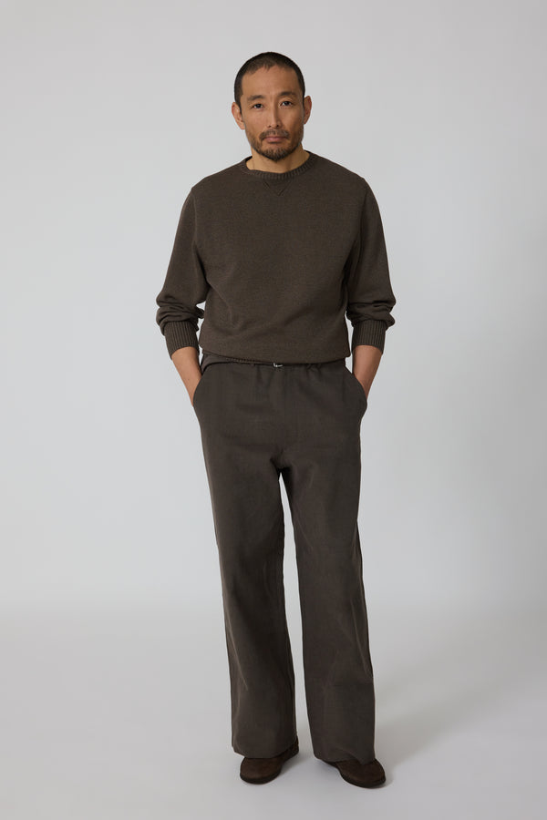Plain Front Washable Trouser (Chocolate Basketweave Cotton) - Stoffa Plain Front Washable Trouser (Chocolate Basketweave Cotton) - Stoffa
