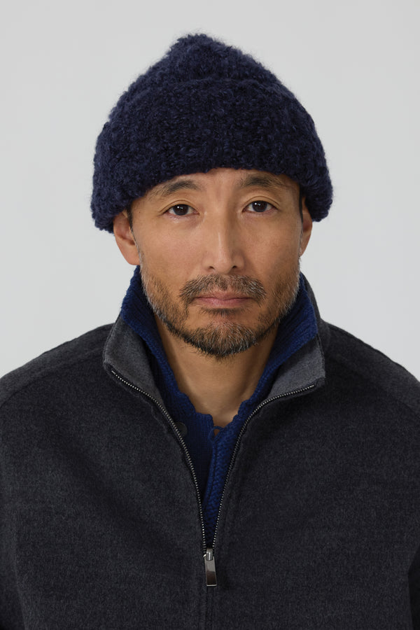 Watch Cap (Navy Mohair Wool Silk) - Stoffa