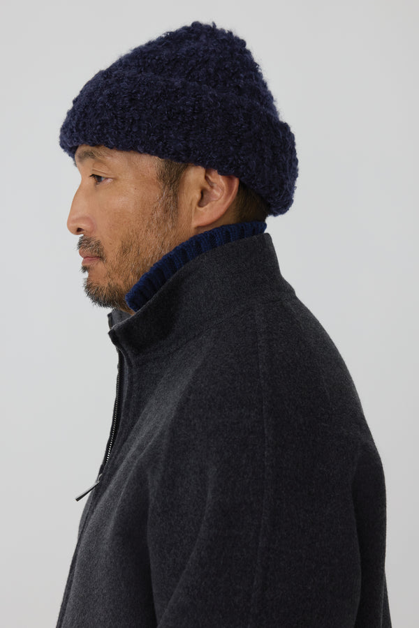 Watch Cap (Navy Mohair Wool Silk) - Stoffa
