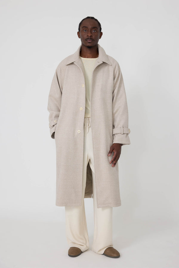 Raglan Coat (Cream Undyed Wool) - Stoffa