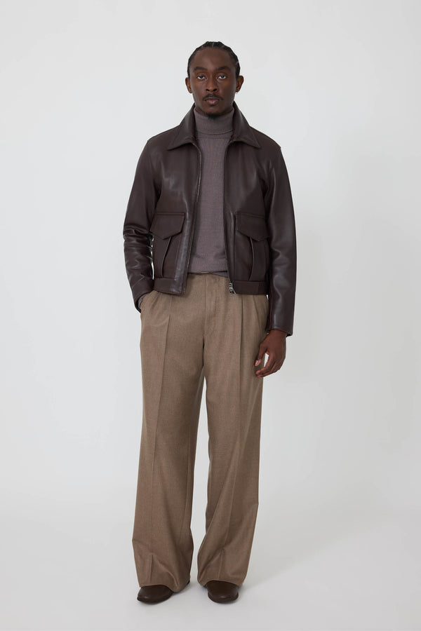Flight Jacket (Dark Chocolate Plongé Leather) - Stoffa