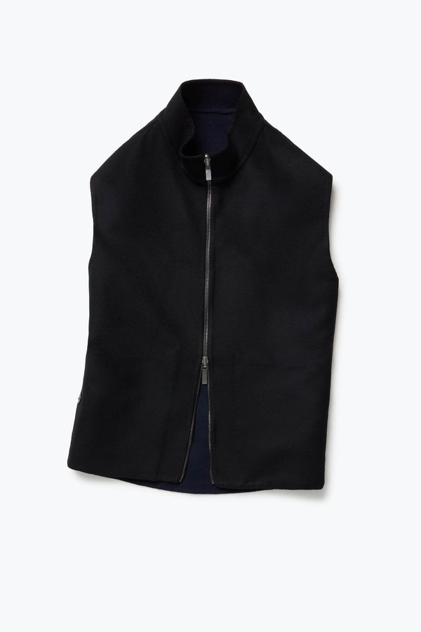 Na.e ナエ Reversible Wool Vest ブラック Reversible Vest (Black Brushed Merino Wool) - Stoffa