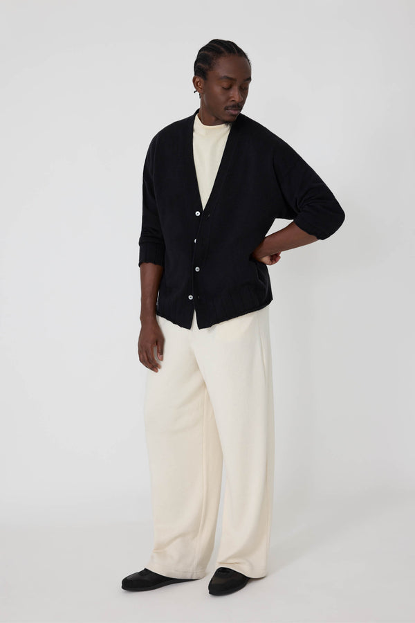 Drop Shoulder Cardigan (Black Cashmere) - Stoffa