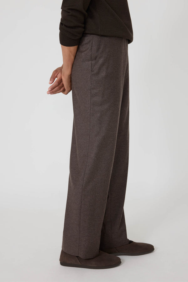Plain Front Trouser (Walnut Wool Cashmere Flannel) - Stoffa