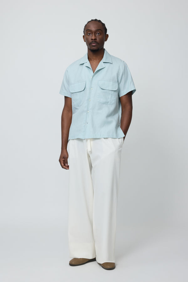 Short Sleeve Camp Shirt (Ice Washed Cotton Linen) - Stoffa