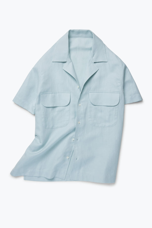 Short Sleeve Camp Shirt (Ice Washed Cotton Linen) - Stoffa