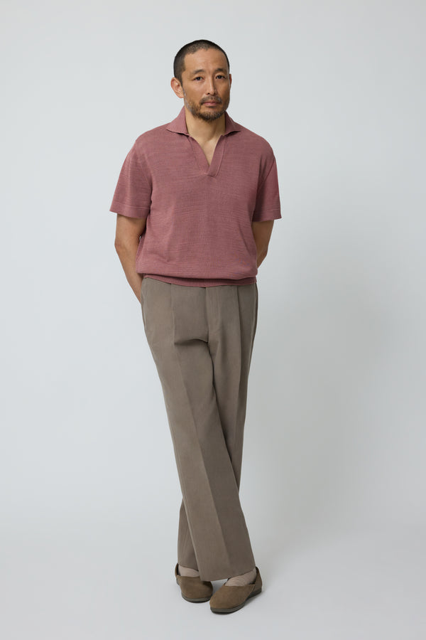 Short Sleeve Polo (Berry Naturally Dyed Cotton Mouline) - Stoffa