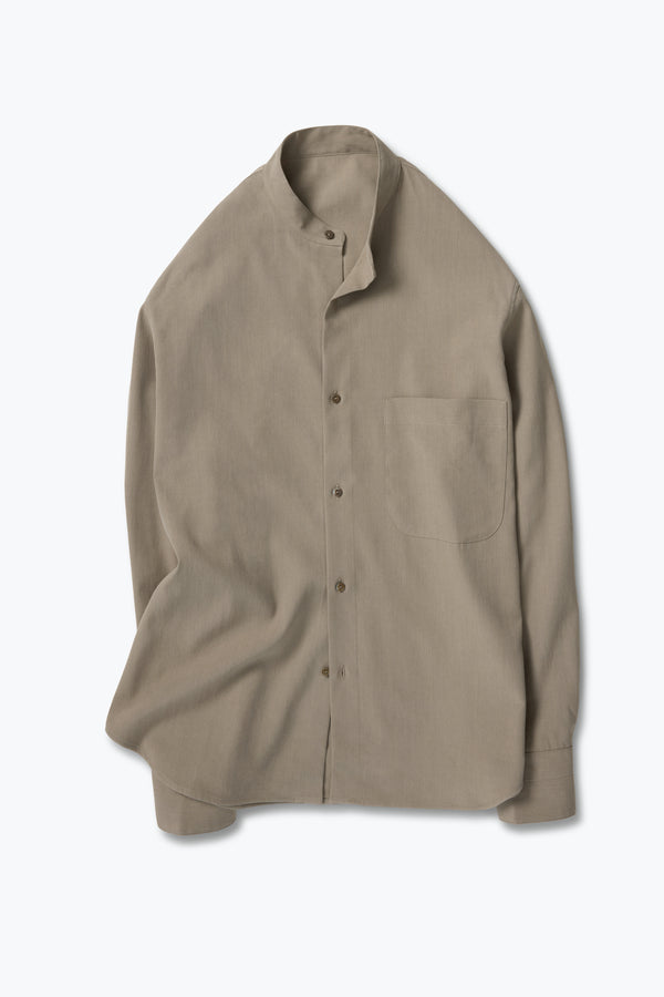 トップス Yoli | Band collar shirt - Beige size3 Band Collar Shirt (Taupe Brushed Silk Cotton Linen) - Stoffa