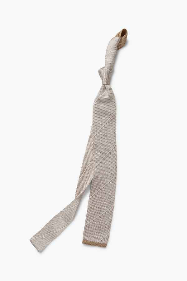 Knit Tie (Oat Stripe Silk) - Stoffa