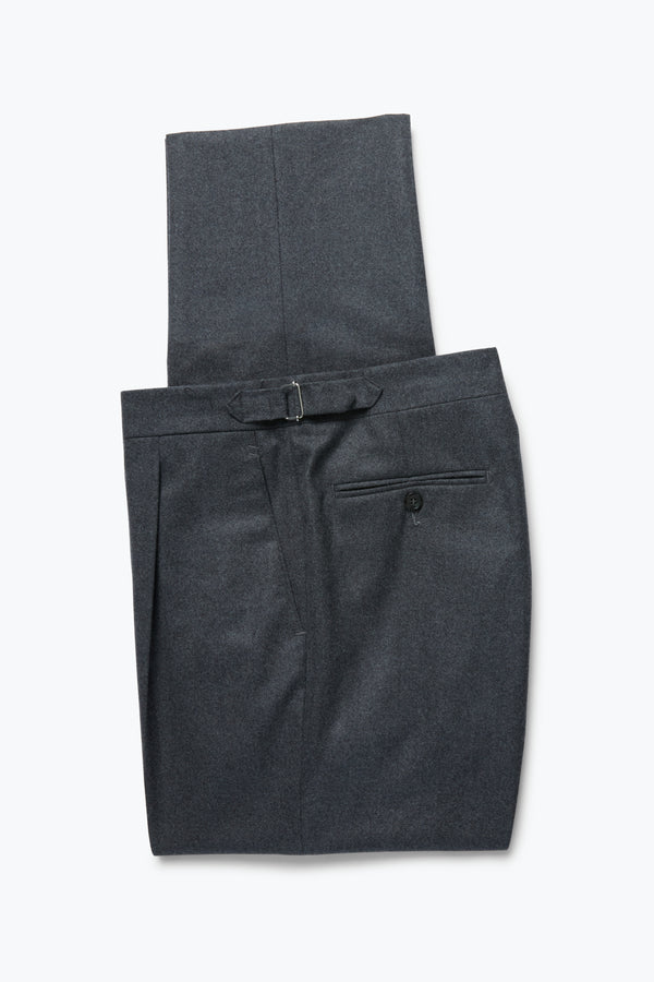 Single Pleat Trouser (Anthracite Moss Flannel) - Stoffa