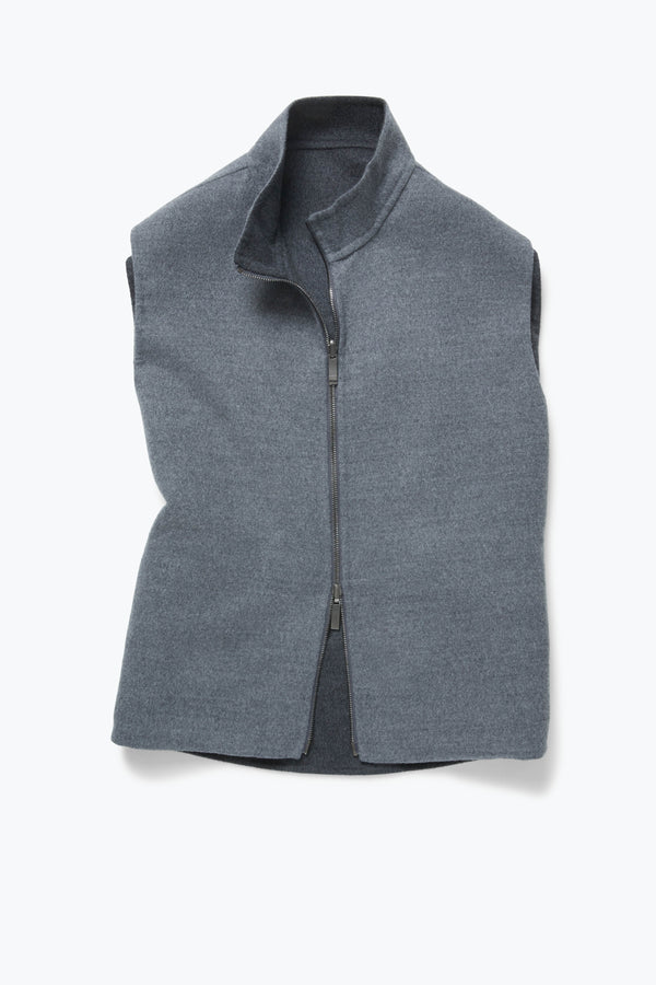 トップス reversible vest GRAY Reversible Vest (Grey Brushed Merino Wool) - Stoffa