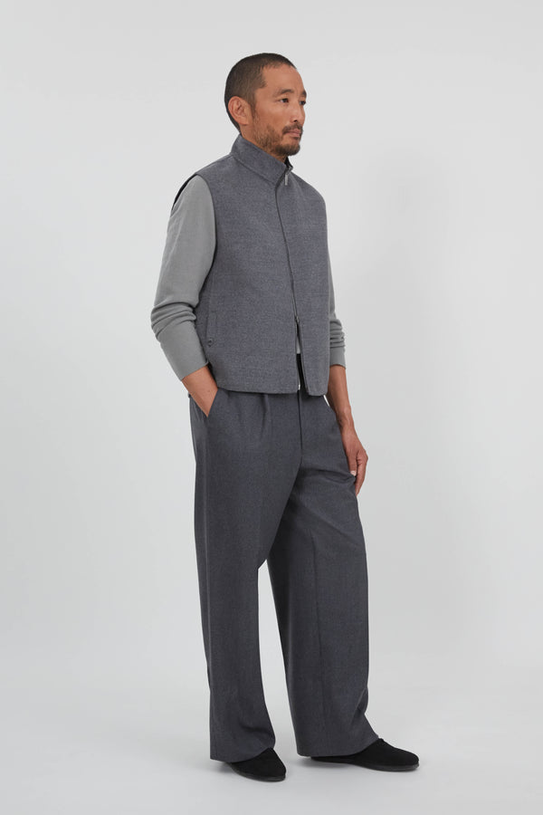 Reversible Vest (Grey Brushed Merino Wool) - Stoffa