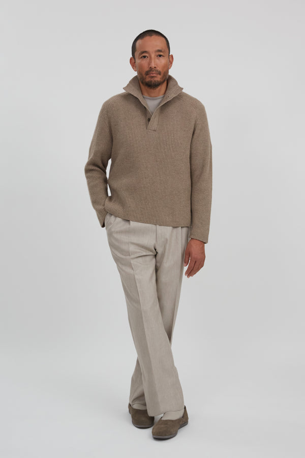 Ribbed Popover (Taupe Undyed Cashmere) - Stoffa