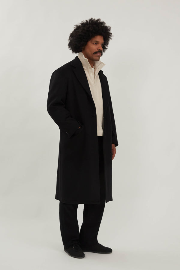 Single Breasted Overcoat (Black Brushed Cashmere) - Stoffa