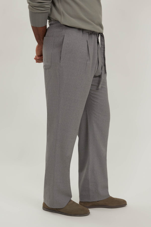 Drawstring Trouser (Mid-Grey 3-Ply Wool) - Stoffa