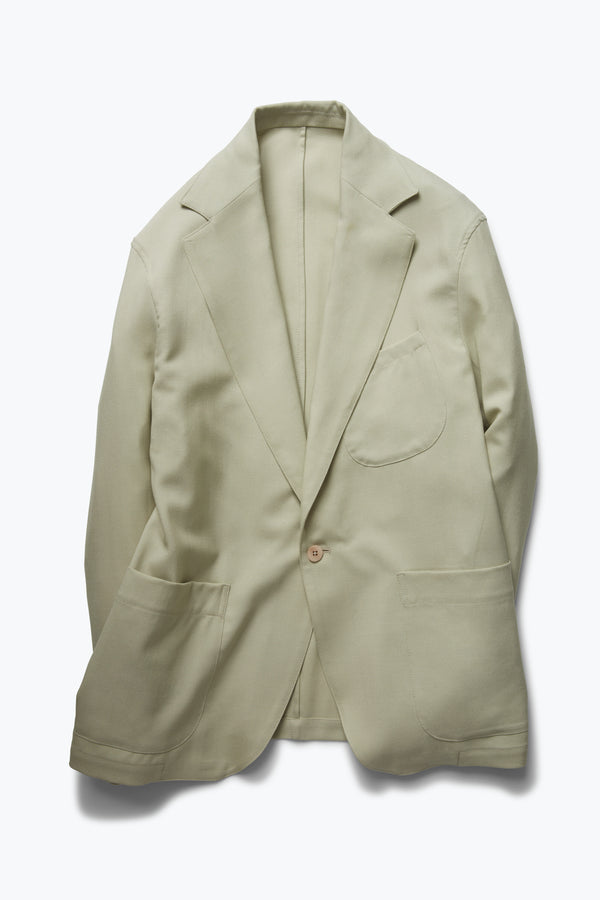 Single Breasted Shirt Jacket (Pistachio Tropical Wool Silk