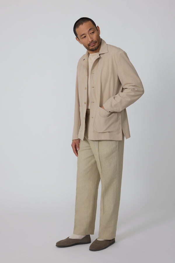 Lounge Jacket (Sand Wool Seersucker) - Stoffa
