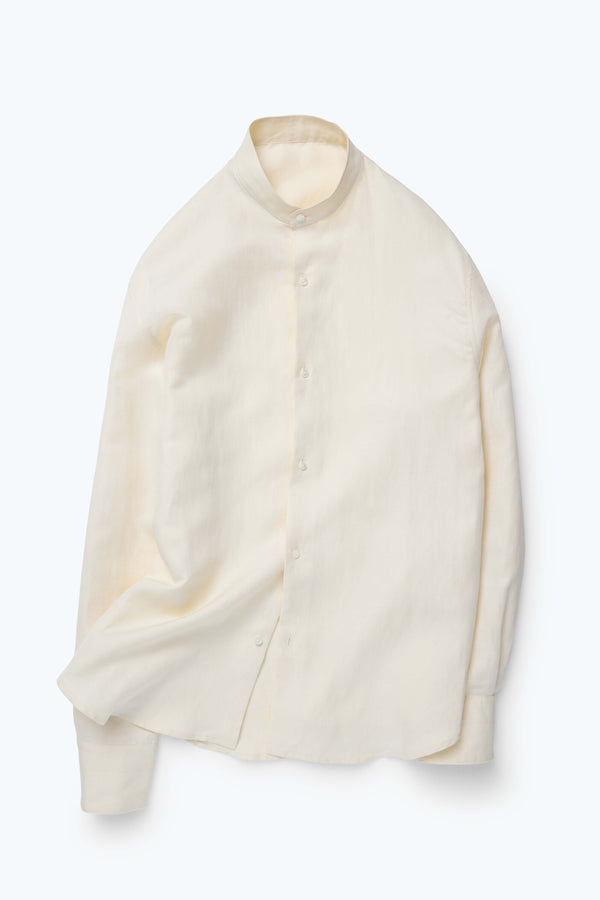 【SCENERITY】Three linen collar knit Linen blend shirt with mandarin collar