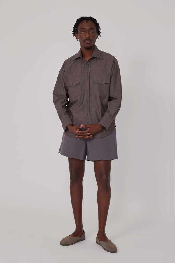 Wave Shirt (Walnut Tropical Wool) - Stoffa