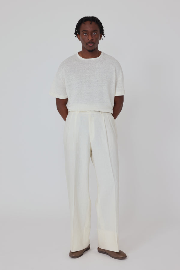 パンツ 80s 90s EURO linen 2-tuck trousers ivory パンツ 80s 90s EURO linen 2-tuck trousers ivory パンツ 80s