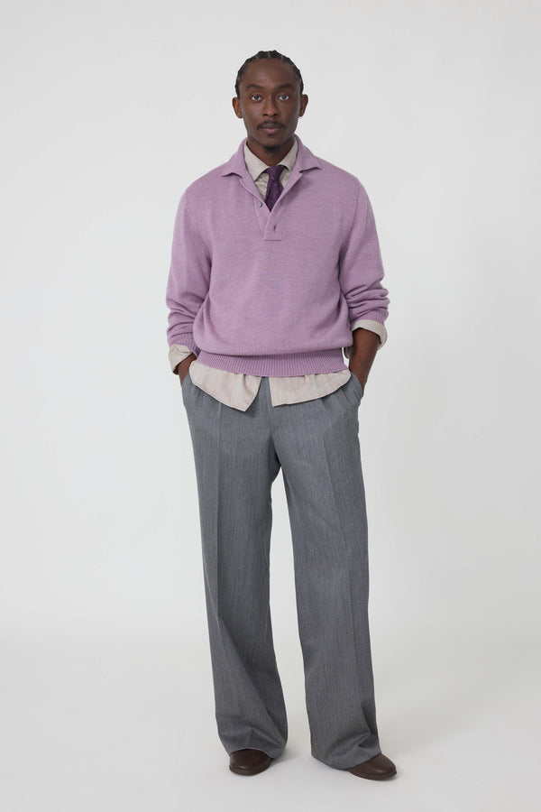 Knit Tie (Purple Crochet Wave Silk Linen) - Stoffa