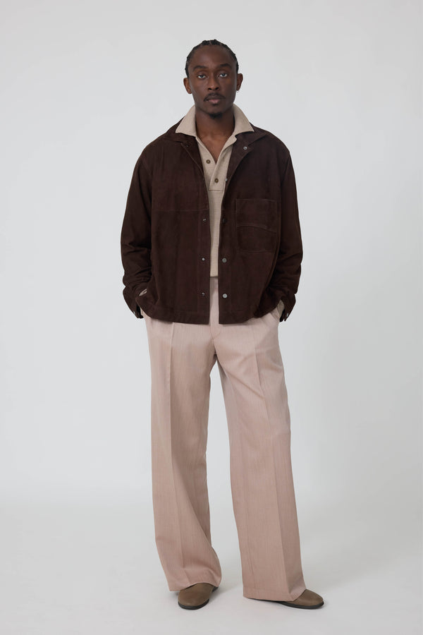 EAPHI CLASSIC WAVE JACKET ー FAUX SUEDE Wave Jacket (Chocolate Paper-Backed Suede) - Stoffa