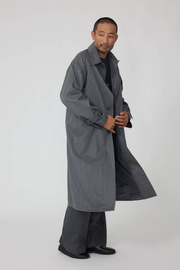 Raglan Coat (Grey Naturally Dyed Wool Twill) - Stoffa