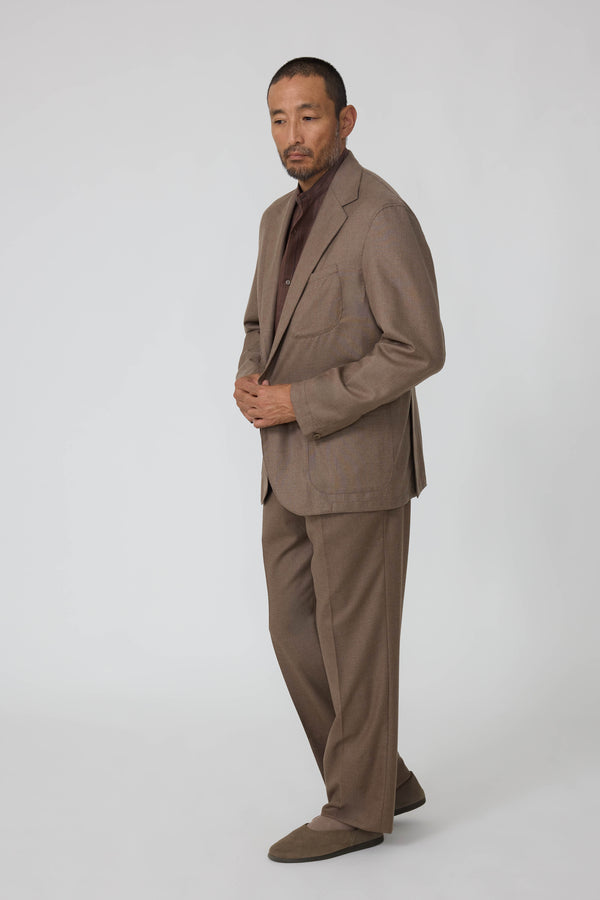 ［ゆう］Text SingleBreasted Coat Single Breasted Shirt Jacket (Walnut Undyed Cashmere) - Stoffa