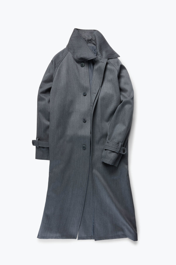 Raglan Coat (Grey Naturally Dyed Wool Twill) - Stoffa