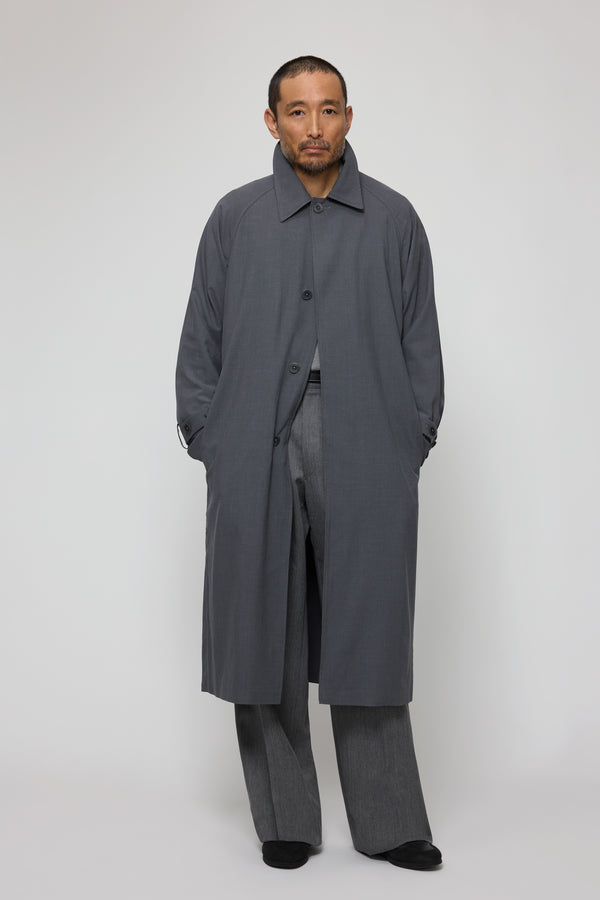 Raglan Coat (Anthracite Silk Cotton Linen Houndstooth) - Stoffa