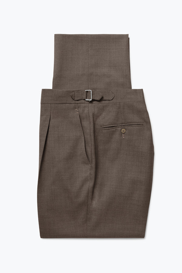 Single Pleat Trouser (Walnut Tropical Wool) - Stoffa
