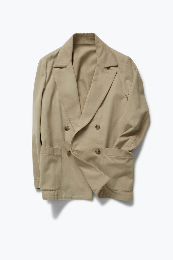 Double Breasted Shirt Jacket (Sand Peached Cotton) - Stoffa