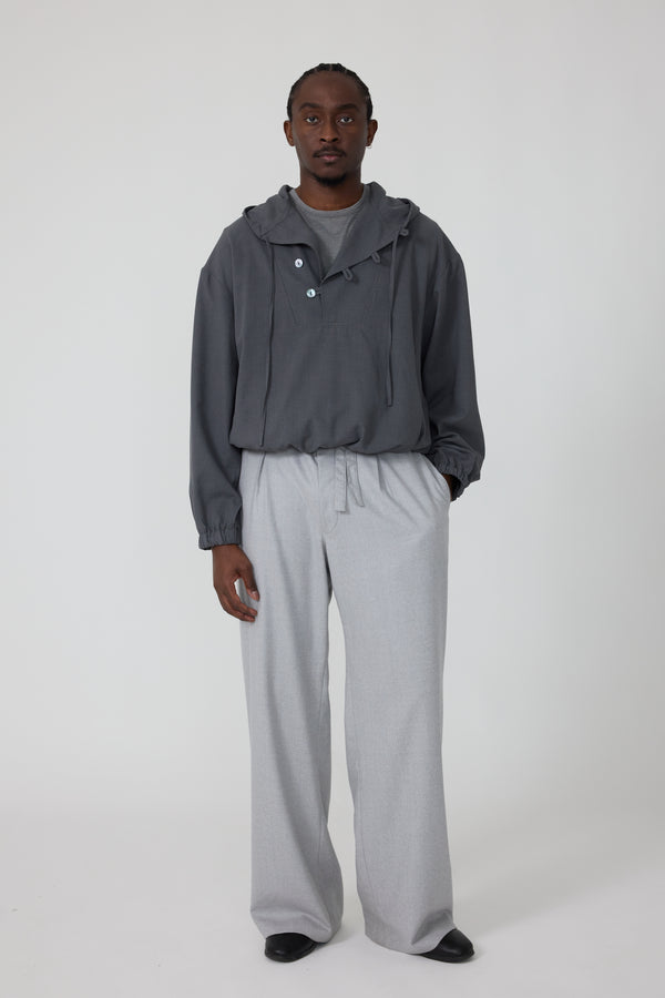 Stoffa Anorak (Anthracite Silk Cotton Linen Houndstooth)