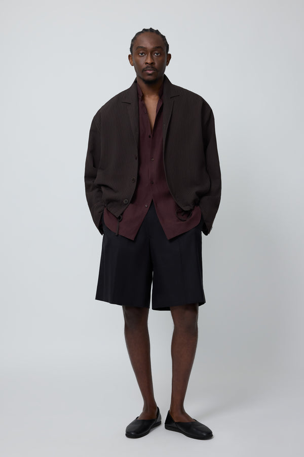 Lounge Blouson (Chocolate Wool Seersucker) - Stoffa