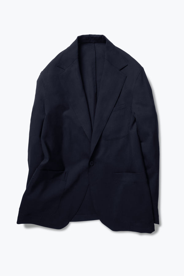Single Breasted Shirt Jacket (Navy Tropical Wool) - Stoffa