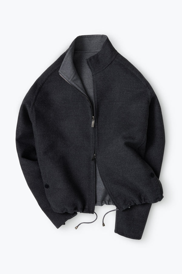 Reversible Blouson (Charcoal Brushed Merino Wool) - Stoffa