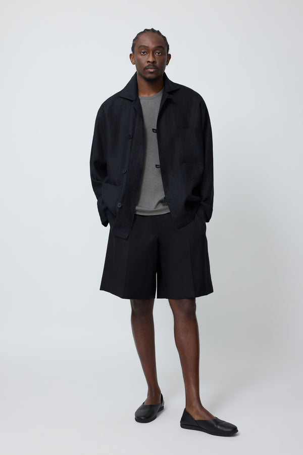 Work Jacket (Black Washed Linen) - Stoffa