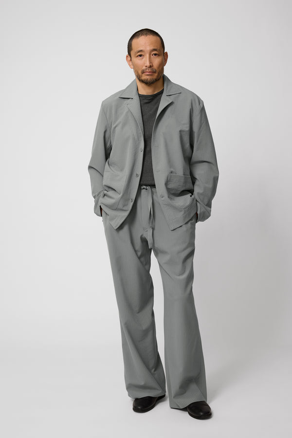 Lounge Jacket (Sage Wool Seersucker) - Stoffa
