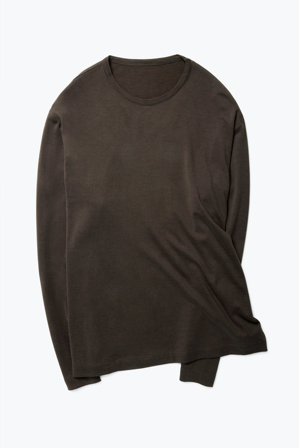Long Sleeve T-Shirt (Chocolate Silk Cotton Jersey) - Stoffa