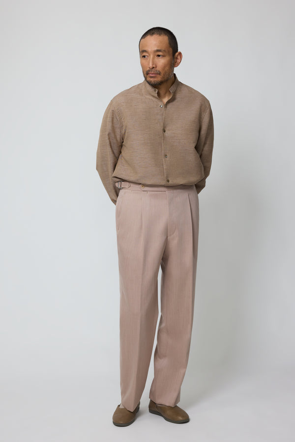 Single Pleat Trouser (Anise Naturally Dyed Wool Twill) - Stoffa