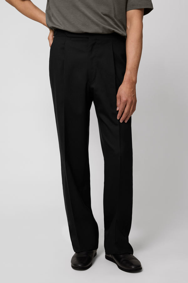 Single Pleat Trouser (Black Tropical Wool) - Stoffa