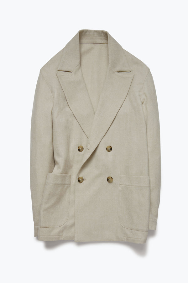 Double Breasted Shirt Jacket (Sand Moss Flannel) - Stoffa