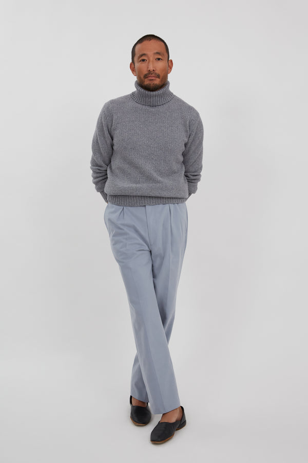 Grey Roll-neck fine-knit cashmere sweater, Raey