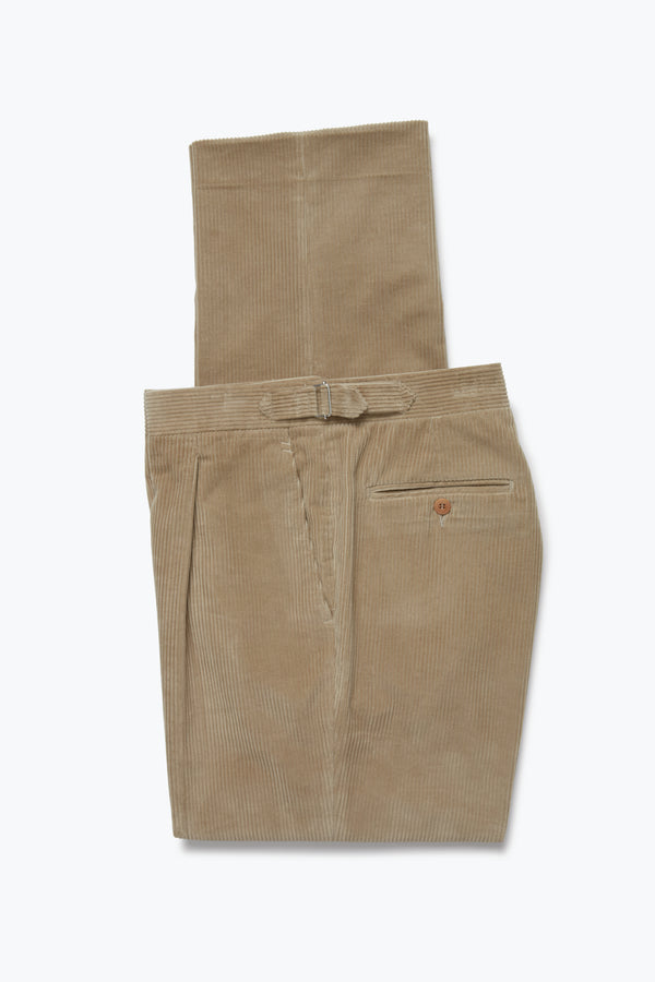 Single Pleat Trouser (Khaki Wide Wale Corduroy)
